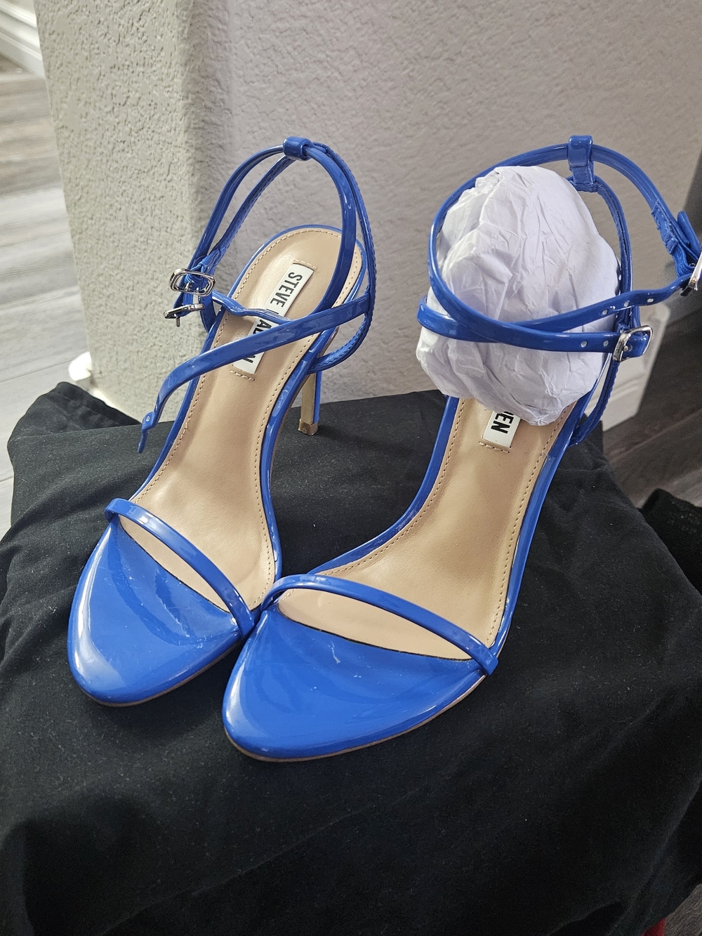 Steve Madden Royal Blue Patent Strappy Stiletto Sandals